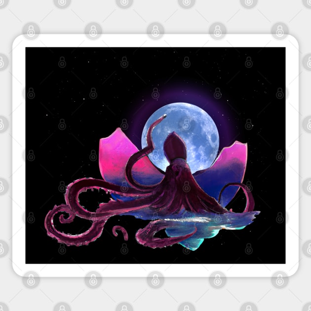 Octopus Stealing The Moon Sticker by AngelsWhisper